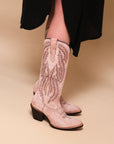 E1447 - WOMEN'S EMBROIDERY ROSE TALL TOP SNIP TOE COWBOY BOOT
