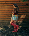 A4465 - WOMEN'S EMBROIDERY TALL TOP RED SNIP TOE COWBOY BOOT
