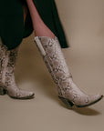 A3789 - WOMEN'S GENUINE FULL PYTHON TALL TOP SNIP TOE COWBOY BOOT