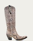 A3789 - WOMEN'S GENUINE FULL PYTHON TALL TOP SNIP TOE COWBOY BOOT