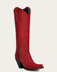 A4194 - WOMEN'S GENUINE RED FULL PYTHON SNIP TOE TALL TOP COWBOY BOOT