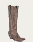 R2295 - WOMEN'S GOAT VINTAGE BROWN EAGLE OVERLAY SNIP TOE COWBOY BOOT
