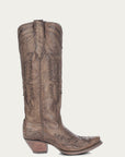 R2295 - WOMEN'S GOAT VINTAGE BROWN EAGLE OVERLAY SNIP TOE COWBOY BOOT
