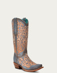 C4124 - WOMEN'S HONEY OVERLAY WITH CRYSTALS BLUE SNIP TOE COWBOY BOOT