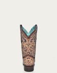 C3405 - WOMEN'S MULTICOLOR GLITTERED INLAY BONE COLOR SQUARE TOE COWBOY BOOT