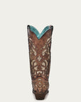 C3331 - WOMEN'S ORIX GLITTERED INLAY AND STUDS BROWN SNIP TOE COWBOY BOOT