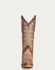 C4051 - WOMEN'S SAND GLITTER OVERLAY AND EMBROIDERY TRIAD SNIP TOE COWBOY BOOT