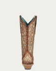 C4051 - WOMEN'S SAND GLITTER OVERLAY AND EMBROIDERY TRIAD SNIP TOE COWBOY BOOT