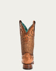 A4525 - WOMEN'S SAND GLITTER WOVEN OVERLAY SQUARE TOE COWBOY BOOT