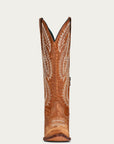 A4216 - WOMEN'S WHITE EMBROIDERY TAN SNIP TOE COWBOY BOOT