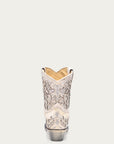 A3550 - WOMEN'S WHITE GLITTERED INLAY AND CRYSTALS SNIP TOE WEDDING COWBOY BOOTIE