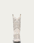 A3397 - WOMEN'S WHITE GLITTERED INLAY AND CRYSTALS SQUARE TOE WEDDING COWBOY BOOT