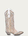 A3837 - WOMEN'S WHITE OVERLAY EMBROIDERY STUDS AND CRYSTALS