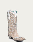 A3837 - WOMEN'S WHITE OVERLAY EMBROIDERY STUDS AND CRYSTALS
