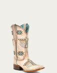 Z5219 - WOMEN'S WOVEN EAGLE EMBROIDERY SQUARE TOE COWBOY BOOT