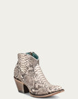 A4319 - WOMEN'S GENUINE FULL PYTHON J TOE BOOTIE WITH ZIPPER