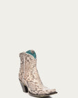 A3791 - WOMEN'S GENUINE FULL PYTHON SNIP TOE ANKLE BOOT WITH ZIPPER