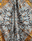 35X35" Golden, Green and Brown Paisley Wild Rag / Scarf -Copper Clear Slide WRC1003B