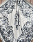 35X35" Silver & White Floral Paisley Wild Rag / Scarf - Copper AB Slide WRC172A