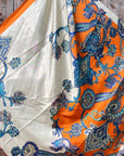 35X35" Orange and Blue Paisley Wild Rag / Scarf - Copper Capri, Fire Opal,Teal Slide WRC302A