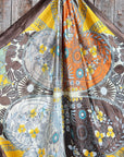 35X35"  Yellow & Brown Floral Wild Rag / Scarf WR3122
