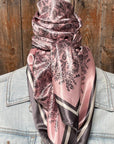 35X35"  Pink & Grey Paisley Wild Rag / Scarf WR3409