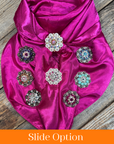 35X35" Solid Fuchsia Wild Rag / Scarf WRS12 - Crystal Concho Wild Rag Slides - Assorted