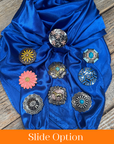 35X35" Solid Electric Blue Wild Rag / Scarf WRS17 - Western Concho Wild Rag Slides - Assorted