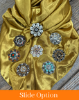 35X35" Solid Mustard Yellow Wild Rag / Scarf WRS19 - Crystal Concho Wild Rag Slides - Assorted