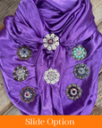 35X35" Solid Purple Wild Rag / Scarf WRS1 - Crystal Concho Wild Rag Slides - Assorted