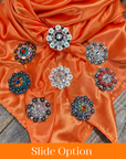 35X35" Solid Orange Wild Rag / Scarf WRS20 - Crystal Concho Wild Rag Slides - Assorted