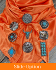 35X35" Solid Orange Wild Rag / Scarf WRS20 - Western Concho Wild Rag Slides - Assorted