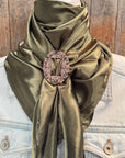 35X35" Solid Olive Wild Rag / Scarf WRS28 - Buckle Wild Rag Slides - Assorted