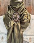 35X35" Solid Olive Wild Rag / Scarf WRS28 - Buckle Wild Rag Slides - Assorted