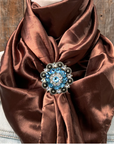 35X35" Solid Brown Wild Rag / Scarf WRS2 - Crystal Concho Wild Rag Slides - Assorted