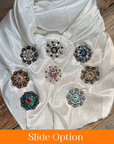 35X35" Solid White Wild Rag / Scarf WRS3 - Crystal Concho Wild Rag Slides - Assorted