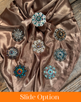 35X35" Solid Tan Wild Rag / Scarf WRS7 - Crystal Concho Wild Rag Slides - Assorted