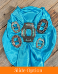 35X35" Solid Aqua Wild Rag / Scarf WRS8 - Buckle Wild Rag Slides - Assorted
