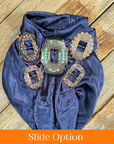 35X35" Solid Dark Blue Wild Rag / Scarf WRS9 - Buckle Wild Rag Slides - Assorted