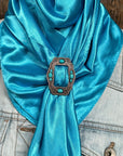 35X35" Solid Aqua Wild Rag / Scarf WRS8 - Buckle Wild Rag Slides - Assorted