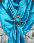 35X35" Solid Aqua Wild Rag / Scarf WRS8 - Buckle Wild Rag Slides - Assorted