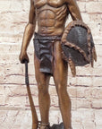 Native American Indian Warrior Bronze Metal Statue Sculpture on Marble Base CM Russell