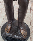 Native American Indian Chief Hiawatha Bronze Statue Sculpture Figure on Marble Base