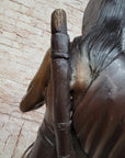 Native American Indian Chief Hiawatha Bronze Statue Sculpture Figure on Marble Base
