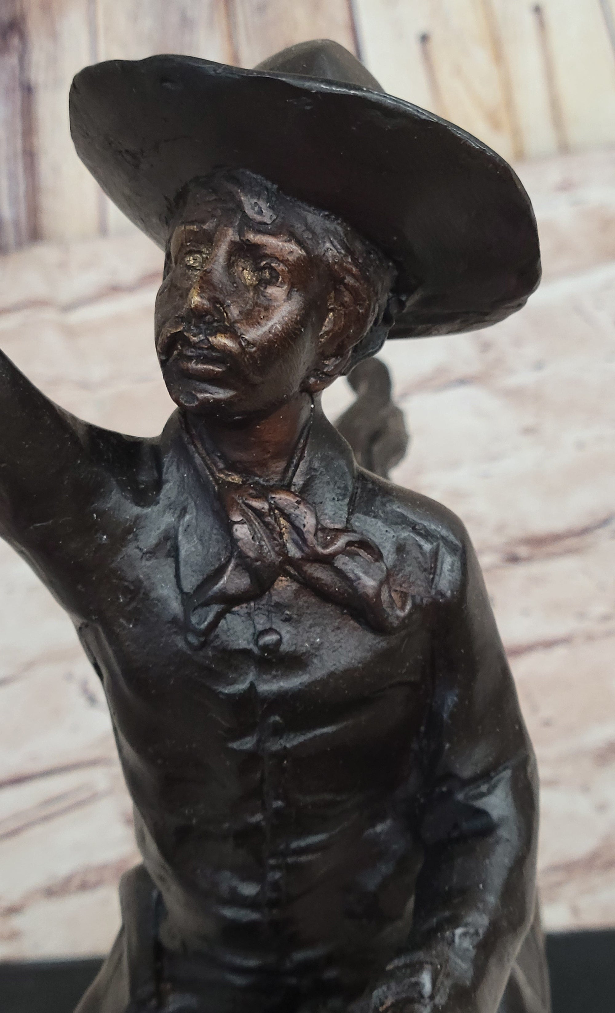 Will Rogers Cowboy on Horseback Bronze Sculpture Statue Figure Russell Western 16&quot; x 17&quot;