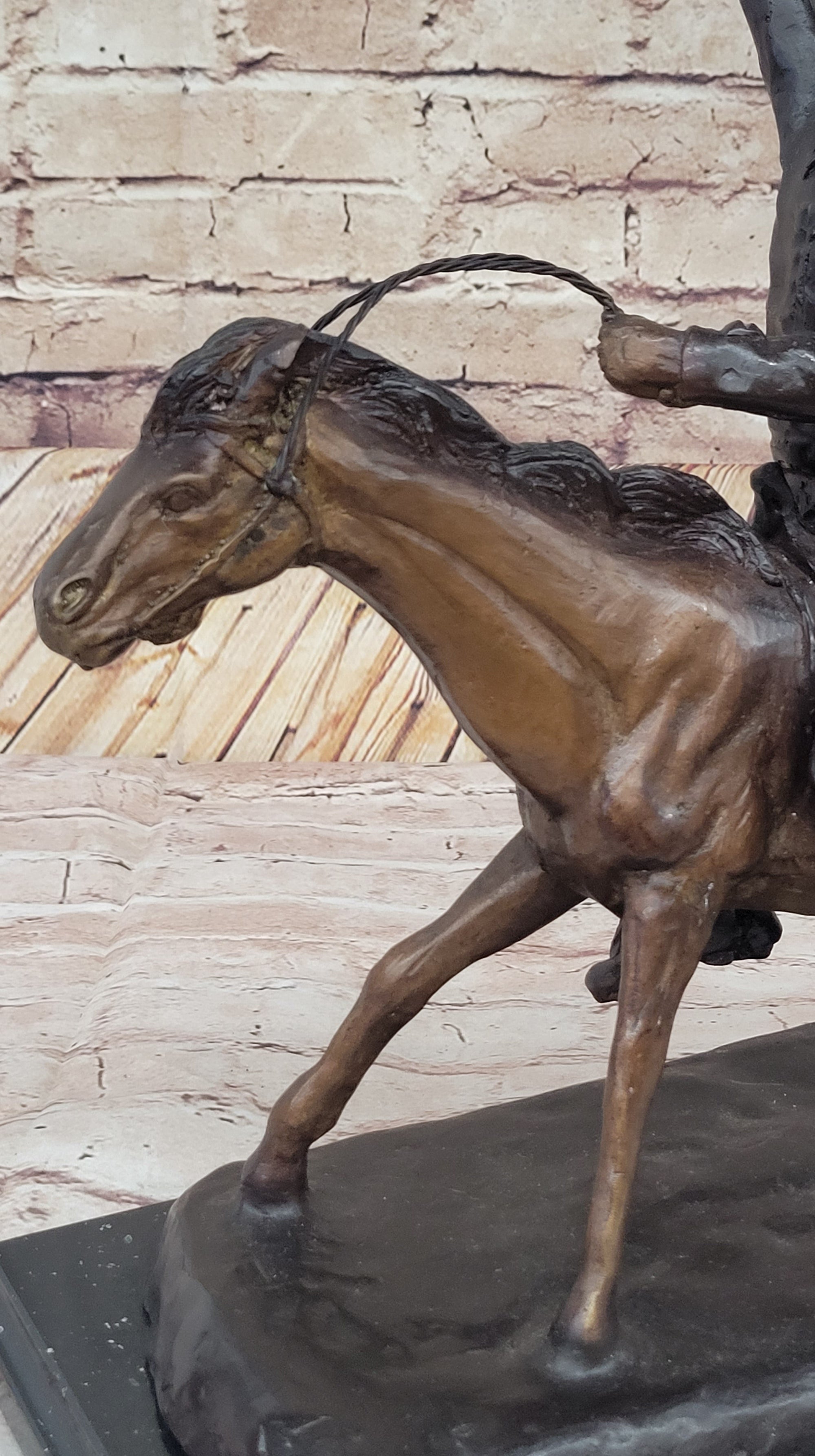 Will Rogers Cowboy on Horseback Bronze Sculpture Statue Figure Russell Western 16&quot; x 17&quot;