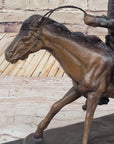 Will Rogers Cowboy on Horseback Bronze Sculpture Statue Figure Russell Western 16" x 17"