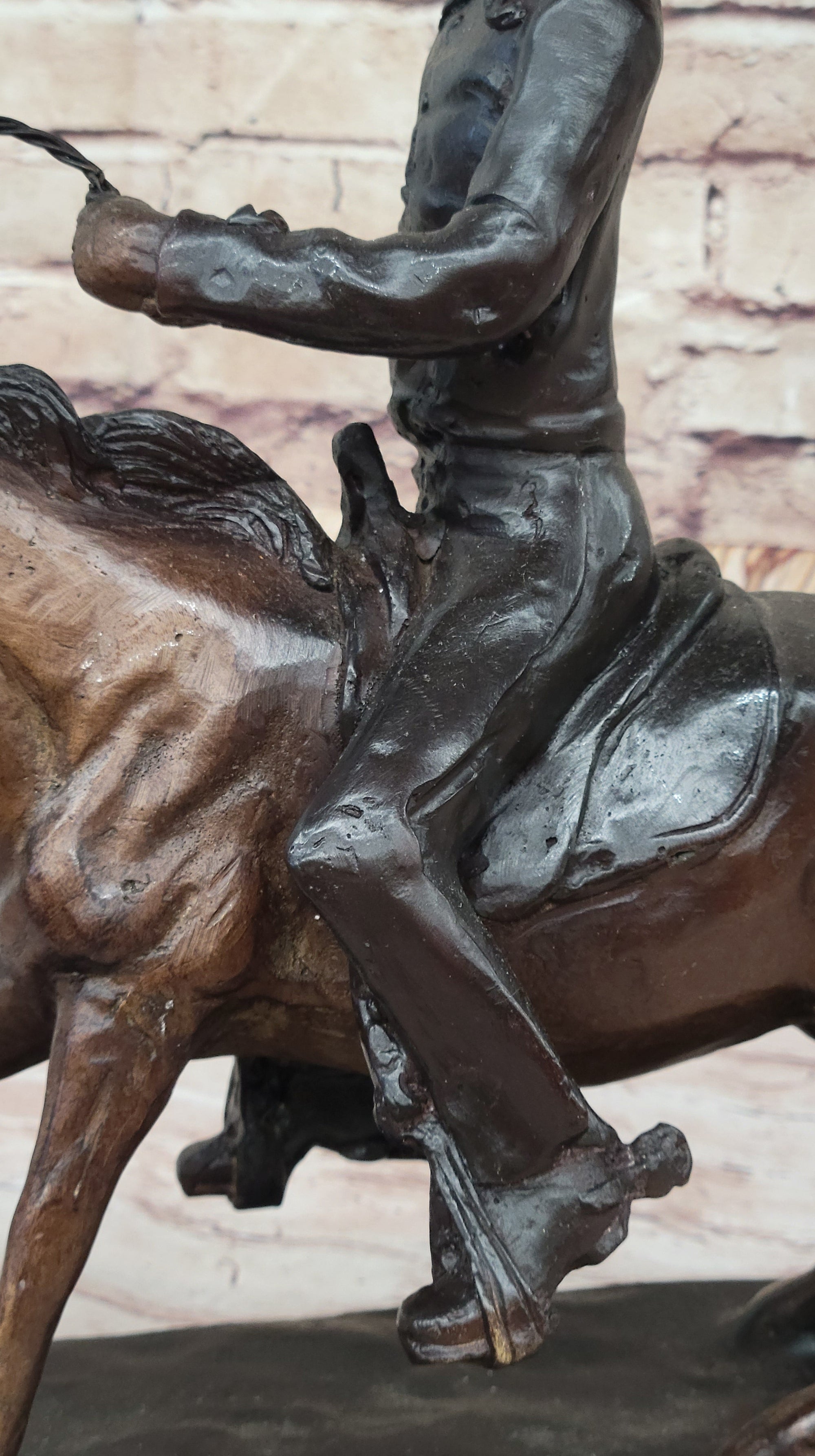 Will Rogers Cowboy on Horseback Bronze Sculpture Statue Figure Russell Western 16&quot; x 17&quot;