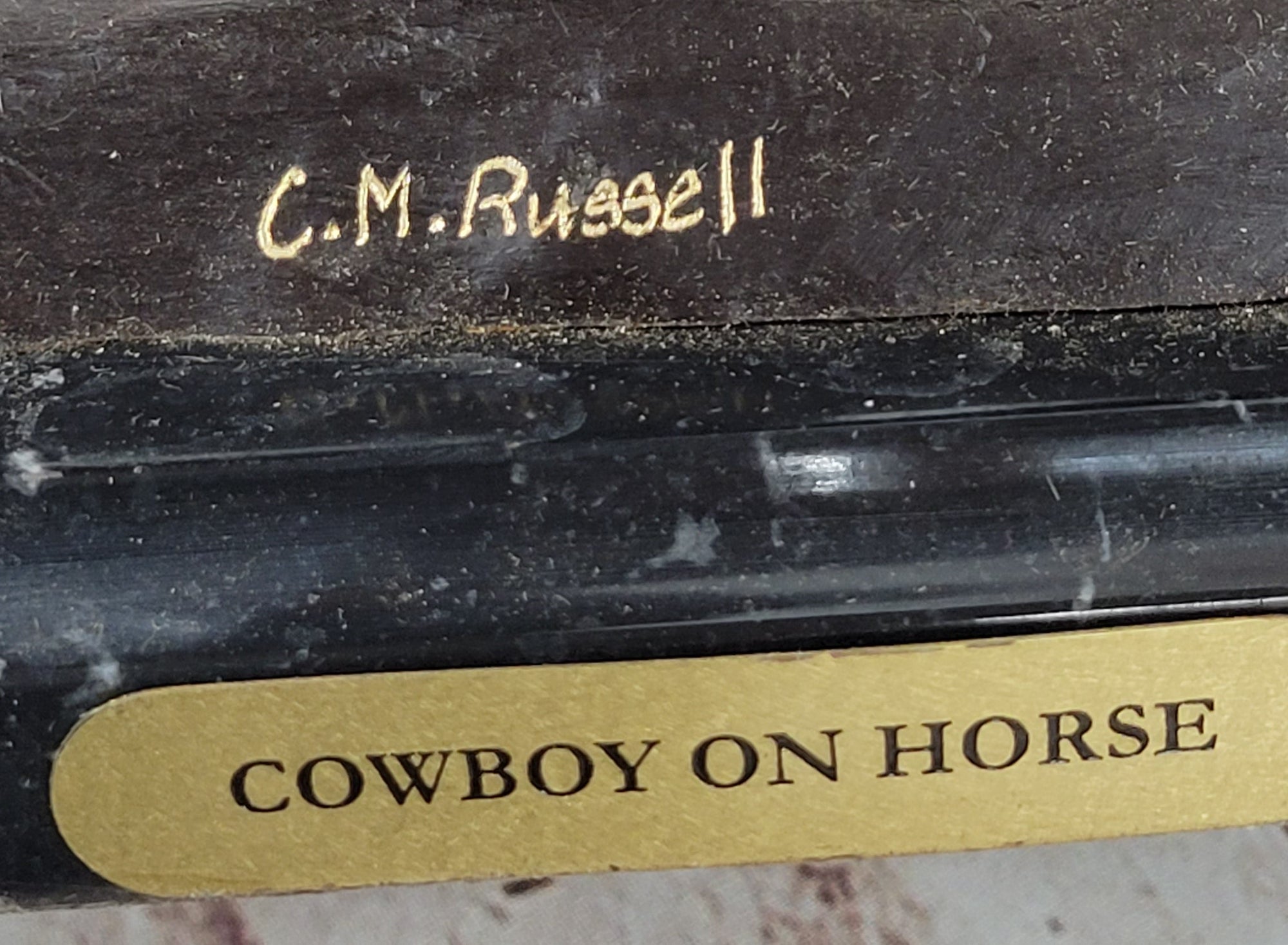 Will Rogers Solid Bronze C.M. Russell Bronze Cowboy Riding Horse Art Statue 16&quot; x 17&quot;
