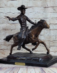 Frederic Remington Bronze Sculpture Cowboy on Horse Western Art Old West 15" x 18"